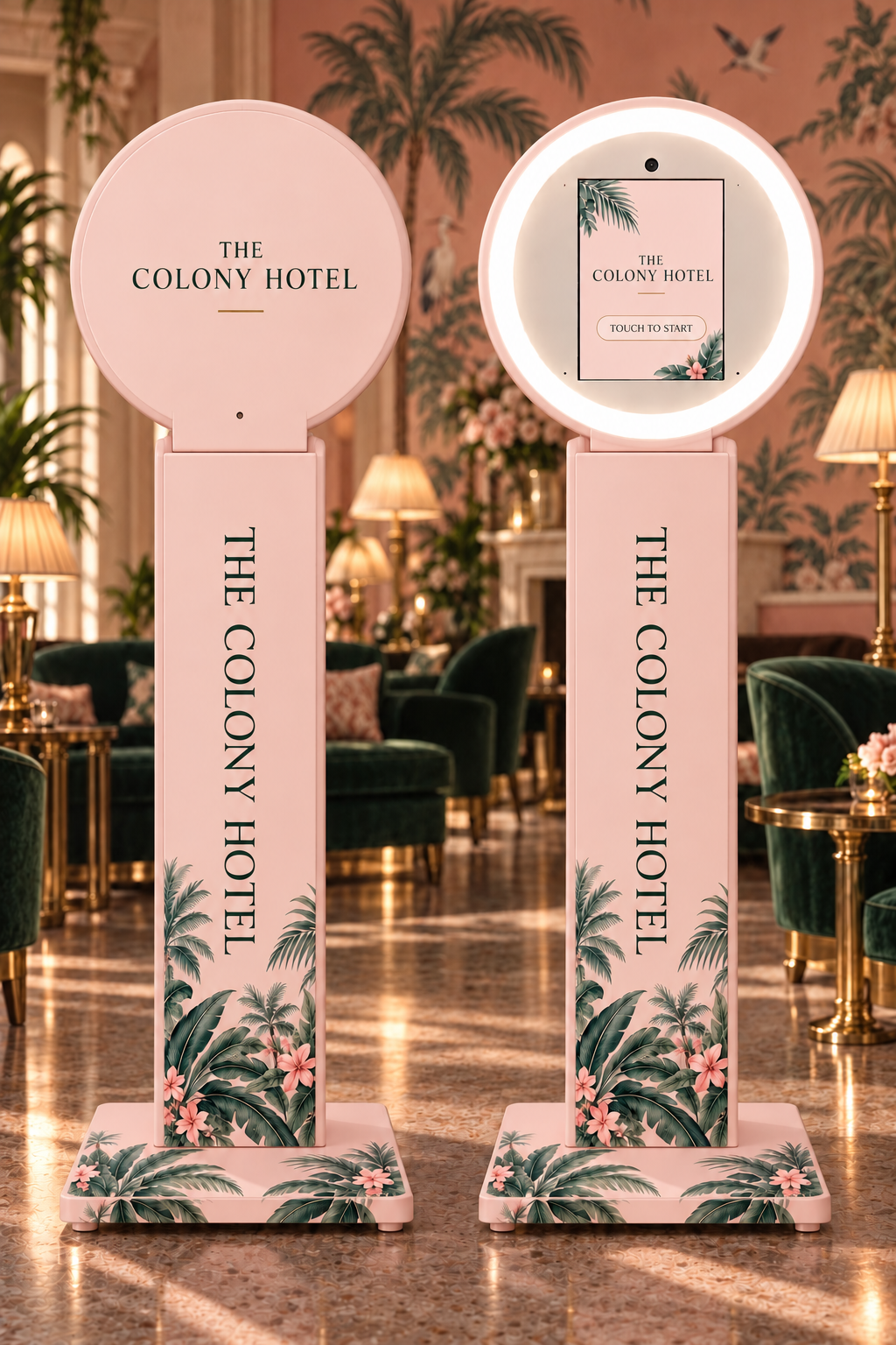 Blush pink and botanical hotel photo experience concept