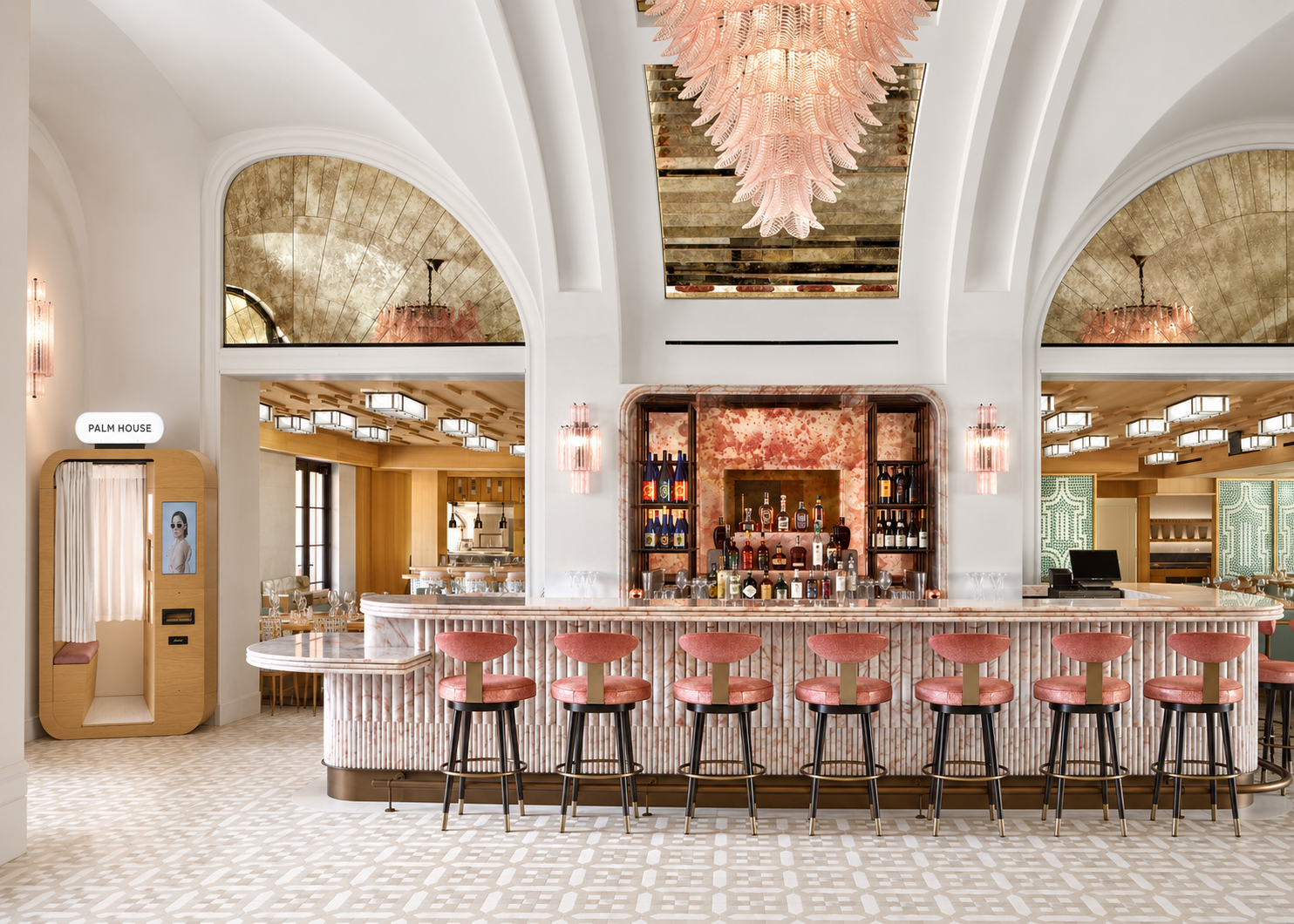 Oak photo booth integrated into an elegant Palm Beach bar